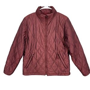 L.L.Bean Outdoors Women's Quilted Jacket Burgundy Plaid PrimaLoft Size‎ Small